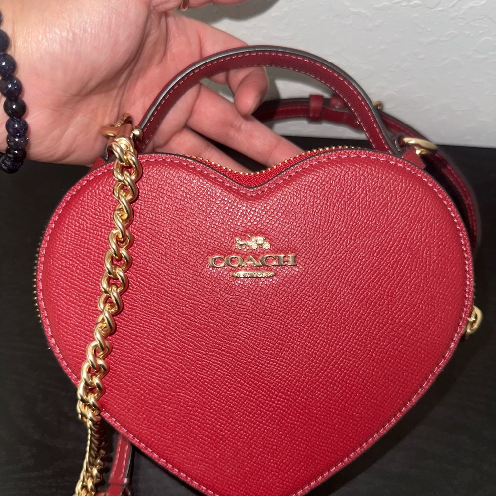 Coach 2023 Valentines Day Red Leather Heart Crossbody Bag LIMITED EDITION